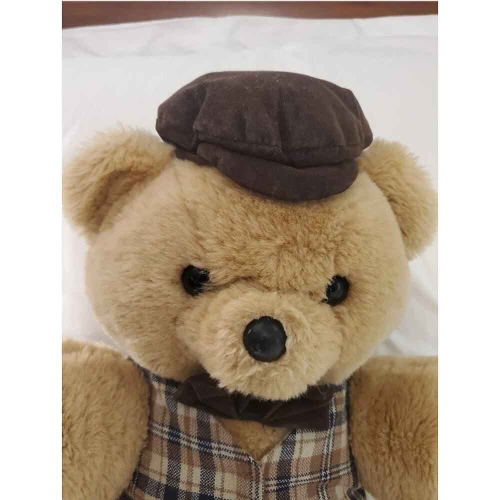 Vintage Deluxe Playthings Brown Teddy Bear with Hat and Tie Non-working